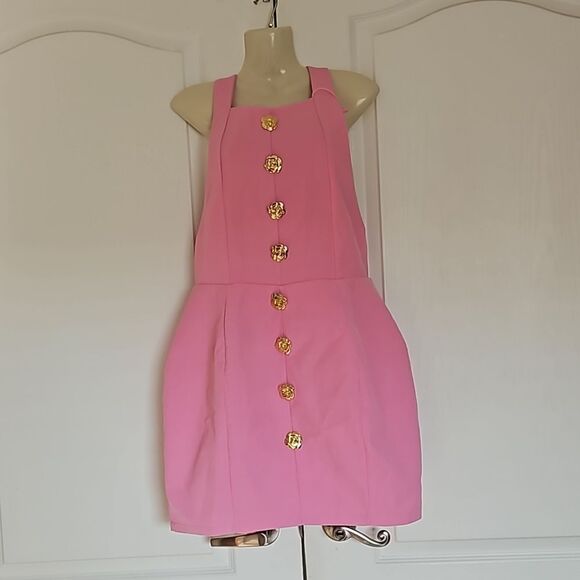 Sunfere Formal Party Open Back Mini Dress Pink Large - Picture 2 of 16